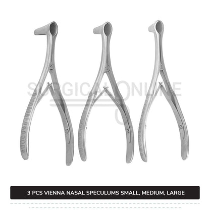 3 Pcs Vienna Nasal Speculum Set Small, Medium, & Large Diagnostic ENT Surgical