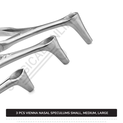 3 Pcs Vienna Nasal Speculum Set Small, Medium, & Large Diagnostic ENT Surgical