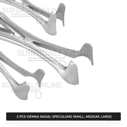 3 Pcs Vienna Nasal Speculum Set Small, Medium, & Large Diagnostic ENT Surgical