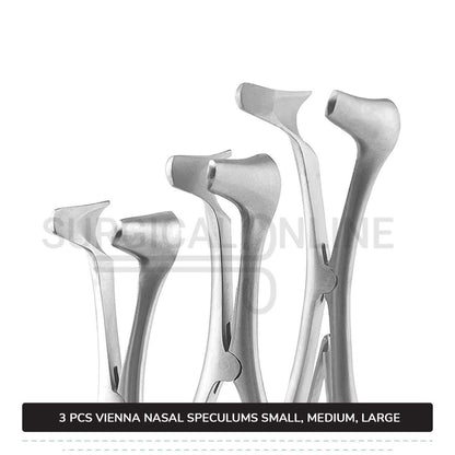 3 Pcs Vienna Nasal Speculum Set Small, Medium, & Large Diagnostic ENT Surgical