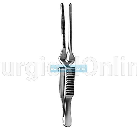 Debakey Bulldog Clamp, Cross Action, Curved, 12 cm, 2 cm Tips