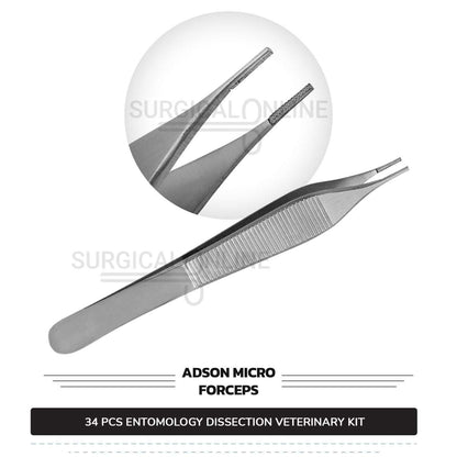 34 Pcs Entomology Dissection Kit Stainless Steel Veterinary Instruments Set with ???? Carrying Case