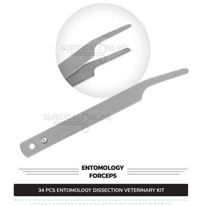 34 Pcs Entomology Dissection Kit Stainless Steel Veterinary Instruments Set with ???? Carrying Case