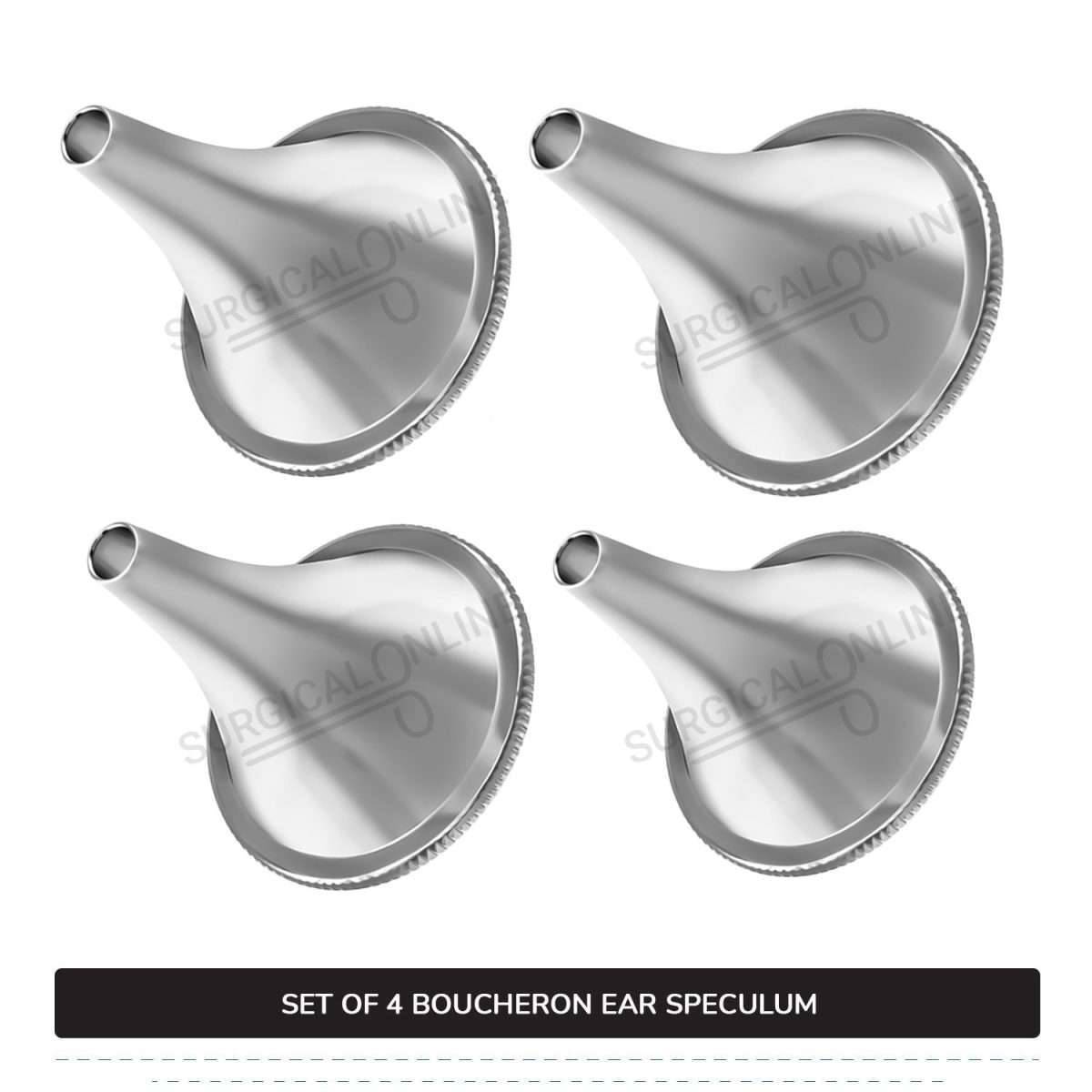4 Pcs Boucheron Ear Specula Set Small, Medium, Large & X-Large ENT Diagnostic Speculum Surgical Instruments