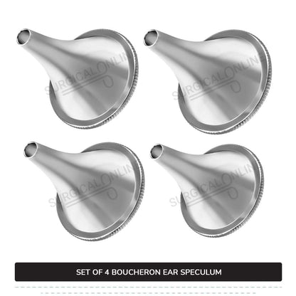 4 Pcs Boucheron Ear Specula Set Small, Medium, Large & X-Large ENT Diagnostic Speculum Surgical Instruments