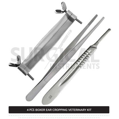 4 Pcs Boxer Ear Cropping Tools Kit Stainless Steel Surgical Veterinary Instruments Set with FREE Carrying Case