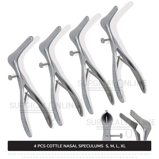 4 Pcs Cottle Nasal Speculum Set With Set Screw Small, Medium, Large, & X-Large Blades