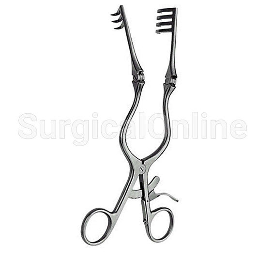 Beckman-Weitlaner Retractor With Hinged Blades 3X4 Prong Sharp 5.50"