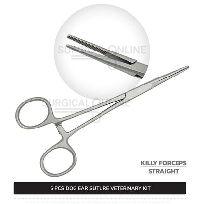 6 Pcs Dog Ear Suture Kit Stainless Steel Surgical Veterinary Instruments Set with ???? Surgical Scalpel Blades