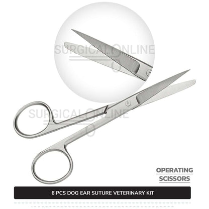6 Pcs Dog Ear Suture Kit Stainless Steel Surgical Veterinary Instruments Set with ???? Surgical Scalpel Blades