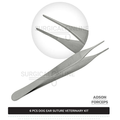 6 Pcs Dog Ear Suture Kit Stainless Steel Surgical Veterinary Instruments Set with ???? Surgical Scalpel Blades