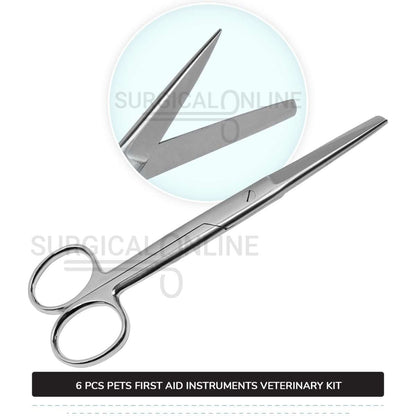 6 Pcs Pets First Aid Instruments Kit Stainless Steel Surgical Veterinary Instruments with ???? Carrying Case