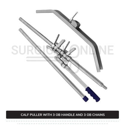 7 Pcs Calf Pulling Set, Ratchet Style Calf Puller with 3 OB Chains and 3 Handles Veterinary Instruments