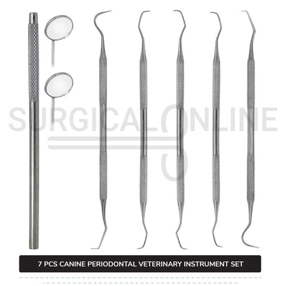 7 Pcs Canine Periodontal Instrument Pack Kit Stainless Steel Surgical Dental Veterinary Instruments Set