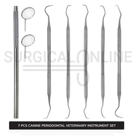 7 Pcs Canine Periodontal Instrument Pack Kit Stainless Steel Surgical Dental Veterinary Instruments Set