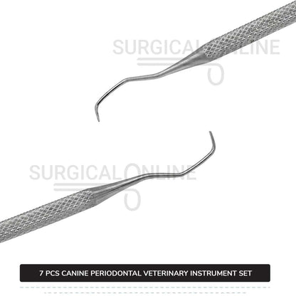7 Pcs Canine Periodontal Instrument Pack Kit Stainless Steel Surgical Dental Veterinary Instruments Set