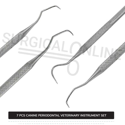 7 Pcs Canine Periodontal Instrument Pack Kit Stainless Steel Surgical Dental Veterinary Instruments Set