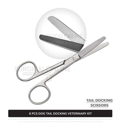 7 Pcs Dog Tail Docking Kit Stainless Steel Surgical Veterinary Instruments Set with ???? Surgical Scalpel Blades