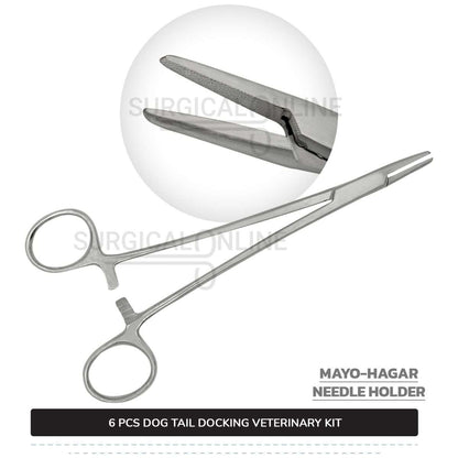 7 Pcs Dog Tail Docking Kit Stainless Steel Surgical Veterinary Instruments Set with ???? Surgical Scalpel Blades