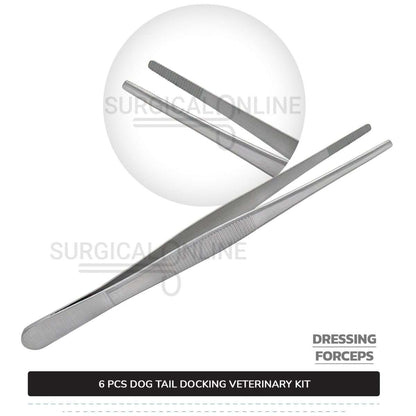 7 Pcs Dog Tail Docking Kit Stainless Steel Surgical Veterinary Instruments Set with ???? Surgical Scalpel Blades