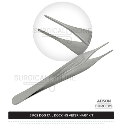 7 Pcs Dog Tail Docking Kit Stainless Steel Surgical Veterinary Instruments Set with ???? Surgical Scalpel Blades