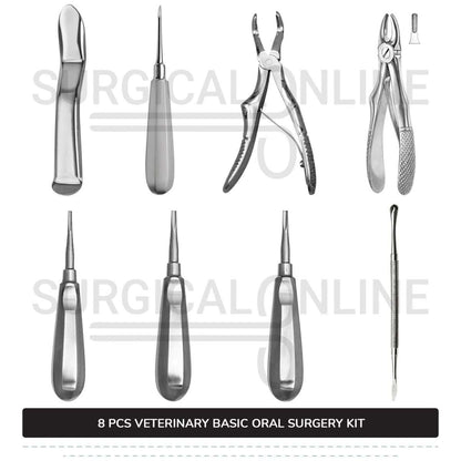 8 Pcs Basic Oral Surgery Kit Stainless Steel Surgical Veterinary Orthodontic Instruments Set