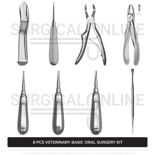 8 Pcs Basic Oral Surgery Kit Stainless Steel Surgical Veterinary Orthodontic Instruments Set