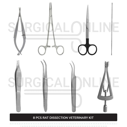8 Pcs Rat Dissection Kit Stainless Steel Surgical Biology Anatomy Veterinary Instruments Set