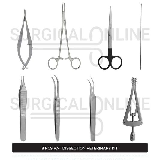 8 Pcs Rat Dissection Kit Stainless Steel Surgical Biology Anatomy Veterinary Instruments Set