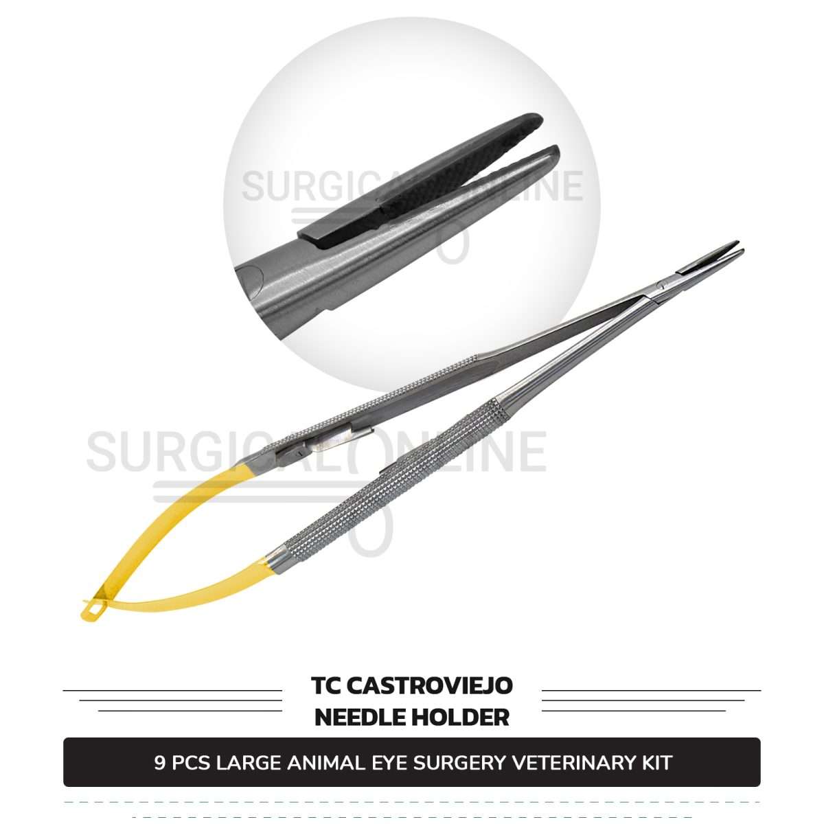 9 Pcs Large Animal Eye Kit Stainless Steel Surgical Ophthalmic Veterinary Instruments Set