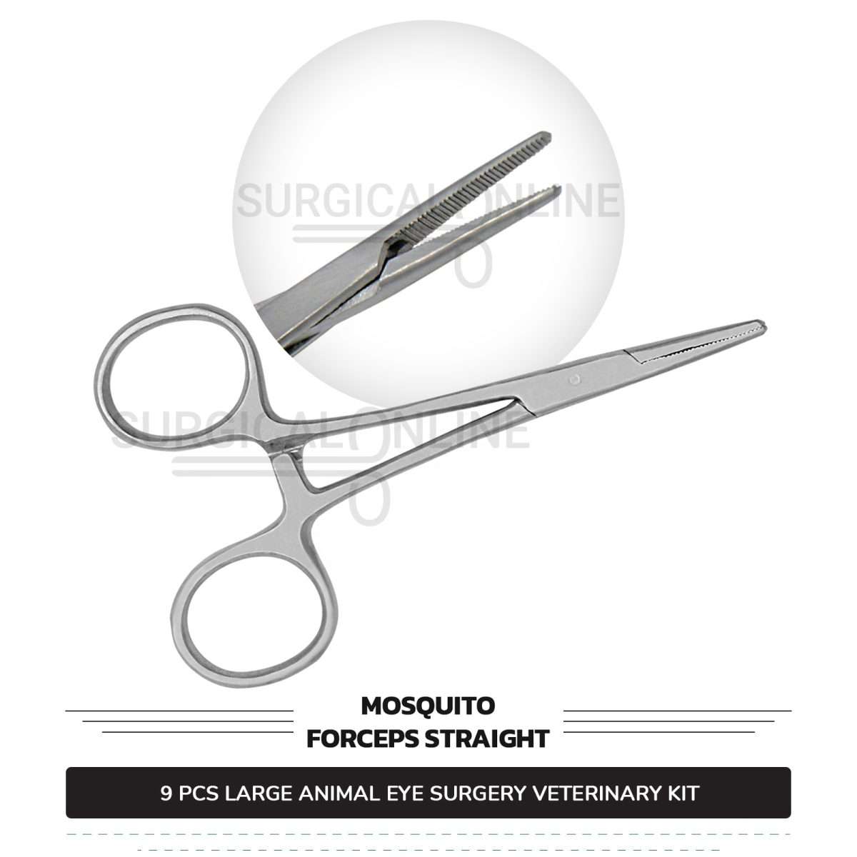 9 Pcs Large Animal Eye Kit Stainless Steel Surgical Ophthalmic Veterinary Instruments Set