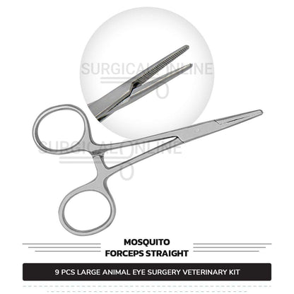9 Pcs Large Animal Eye Kit Stainless Steel Surgical Ophthalmic Veterinary Instruments Set