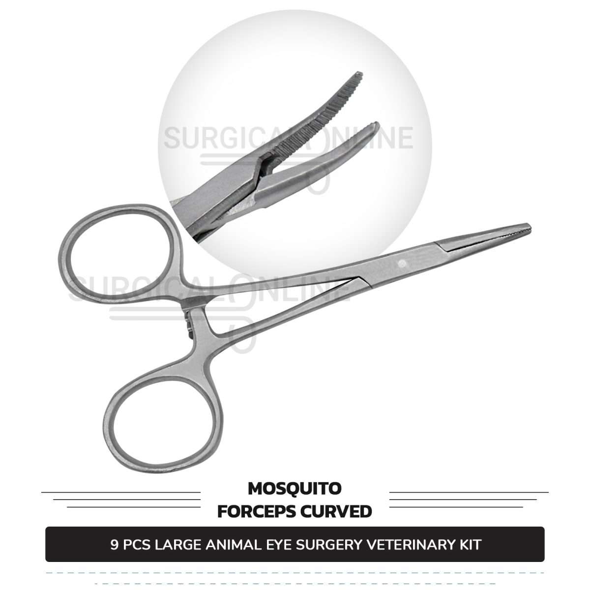 9 Pcs Large Animal Eye Kit Stainless Steel Surgical Ophthalmic Veterinary Instruments Set