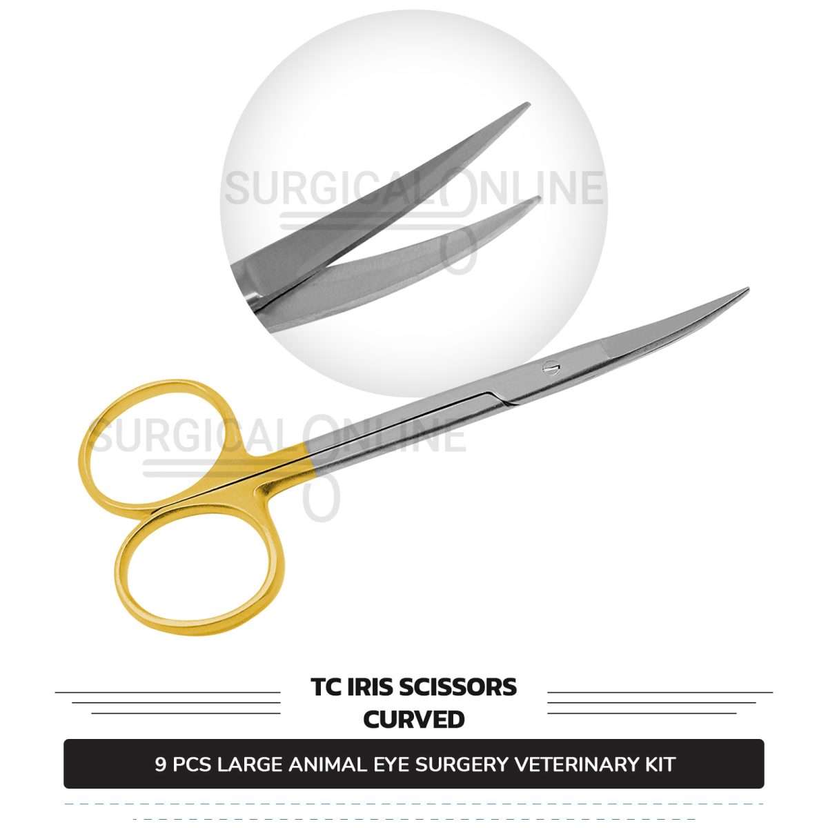 9 Pcs Large Animal Eye Kit Stainless Steel Surgical Ophthalmic Veterinary Instruments Set