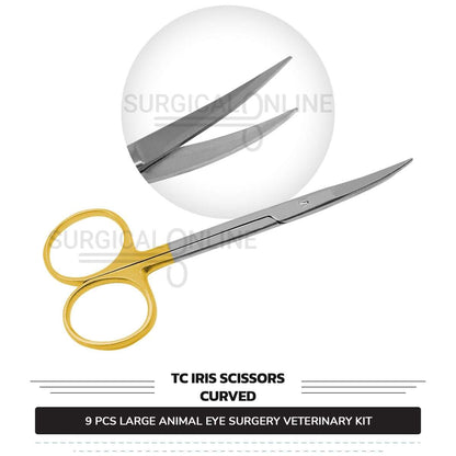 9 Pcs Large Animal Eye Kit Stainless Steel Surgical Ophthalmic Veterinary Instruments Set