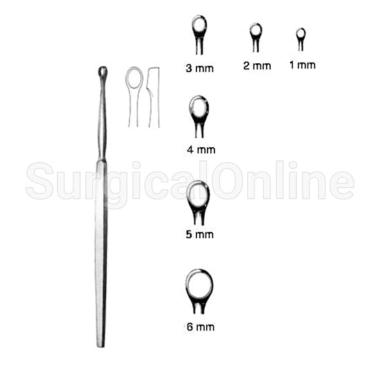 Fox Dermal Curettes 5.50" (14 cm), Round, 5mm Dia
