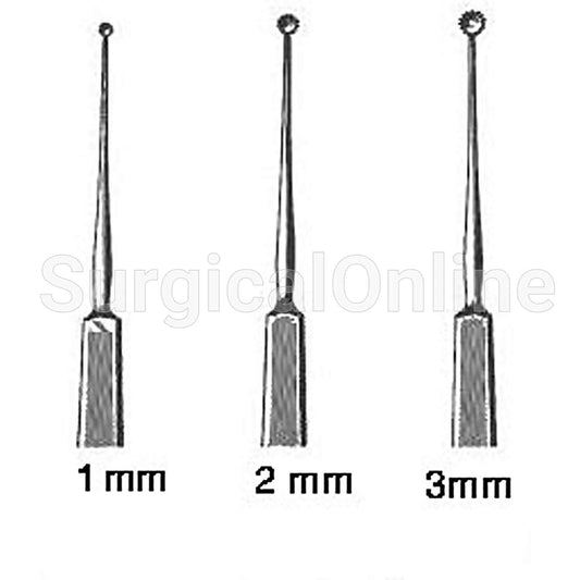 Skeele Curette 5" (12.7 cm), Round 2.5 mm Cup, Serrated Edge