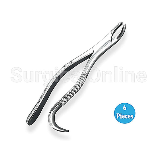 6 Dental Tooth Extracting Forceps #287 with Serrated Jaws