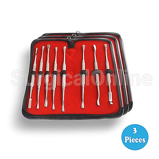 3 Bone File Kits of 8 Pcs Surgical Dental Orthopedic Veterinary