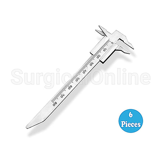 6 Pcs Dental Vernier Double Ended 0-80mm Measuring Dental Lab