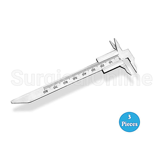3 Pcs Dental Vernier Double Ended 0-80mm Measuring Dental Lab