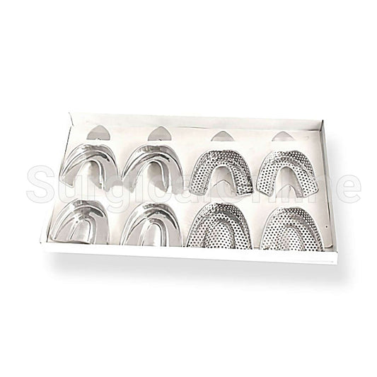 8 Impression Trays Solid Perforated Dental
