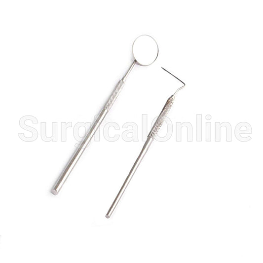 Dentist Basic Student Examination Set Periodontal Probe + Mouth Mirror Handle