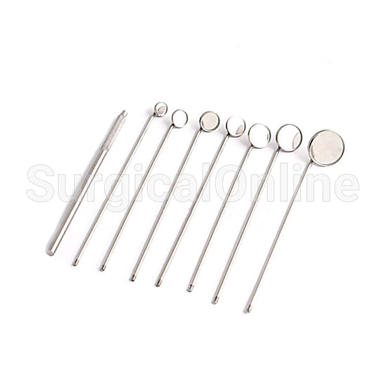 Set of 7 Laryngeal Boilable Hygiene Dental Mirrors with Handle #0 1 2 3 4 5 6