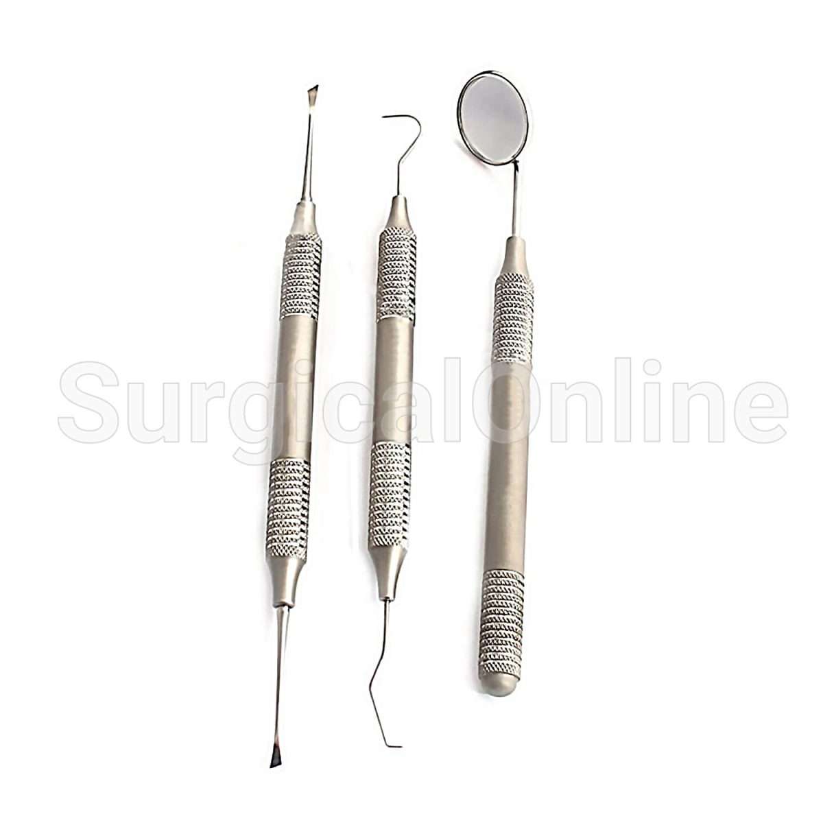 3 Pcs Tartar Calculus Plaque Remover Tooth Scraper Dental Mirror & Probe #5 Set
