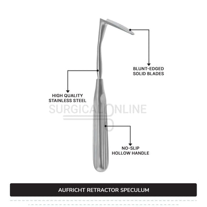 Aufricht Nasal Retractor Speculum 6 1/2" (16.5 cm), Solid Blade 45 mm Surgical ENT & Diagnostic