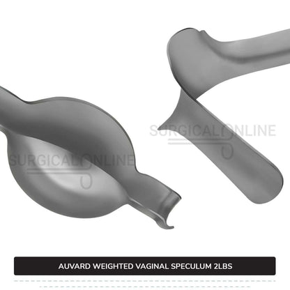 Auvard Weighted Speculum 2Lbs (909 G), Straight Blade 1 1/2" (3.8 cm) X 3 1/4" (8.3 cm), Slightly Angled 75°