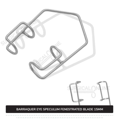Barraquer Eye Speculum Large Loop with 2 Closed Wire Fenestrated Blades 15mm Ophthalmic Instruments