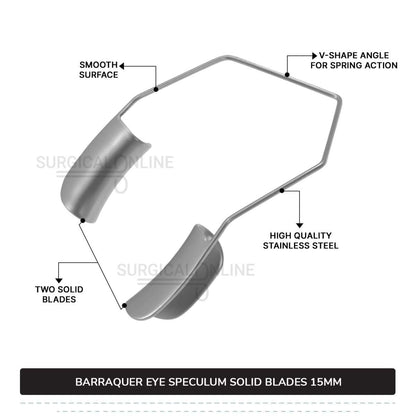 Barraquer Eye Speculum Large With Two Solid Blades 15mm Ophthalmic Surgical Instruments