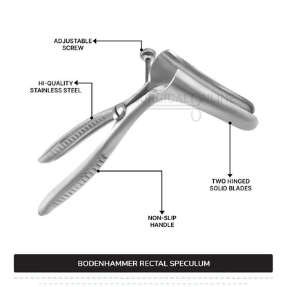 Bodenhammer Rectal Speculum 6″ (15.2 cm) Long, With Set Screw, Blades 3 1/2″ (8.9 cm) Long x 3/4″ (1.9 cm) Wide